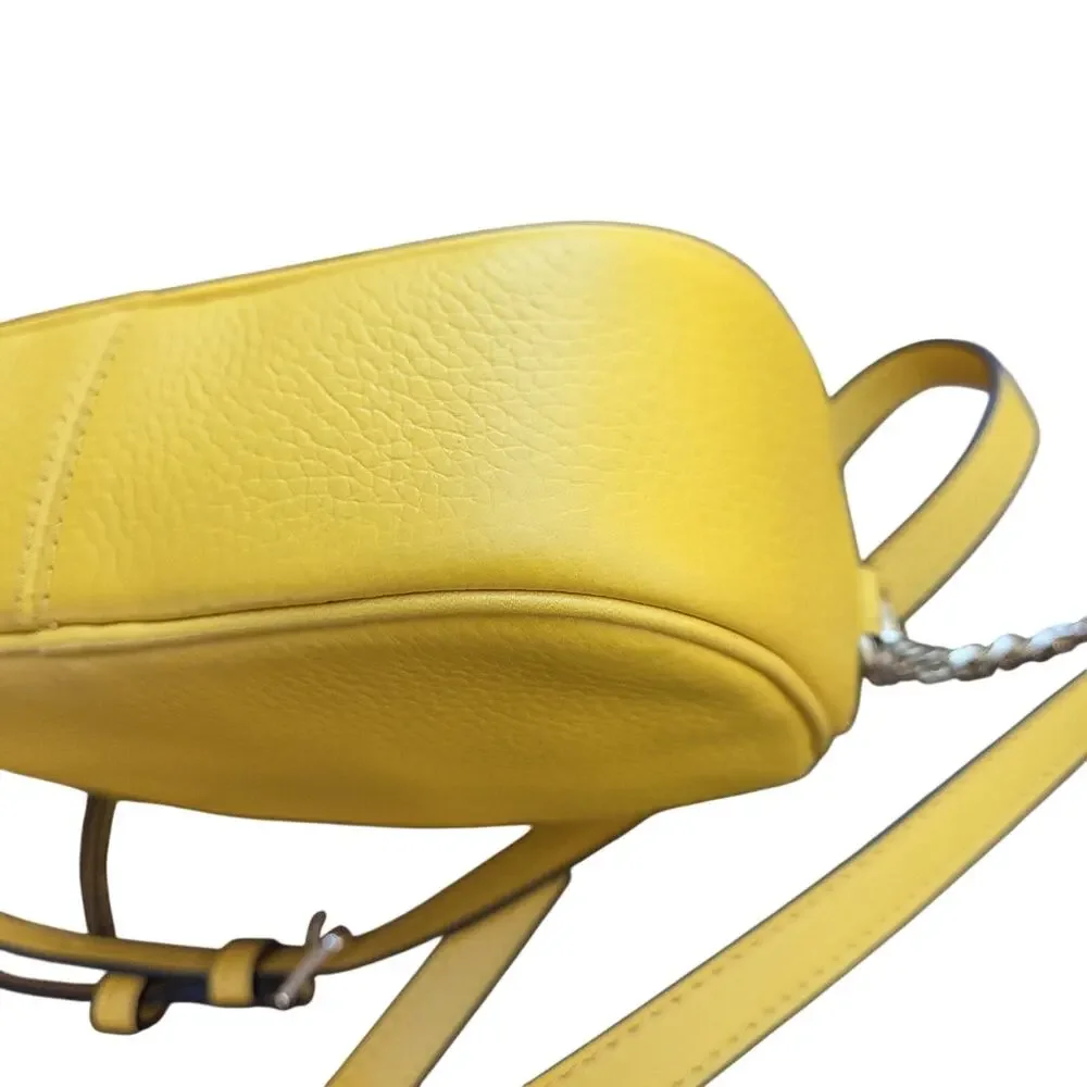 Michael Kors Yellow Crossbody Bag Brynn Pebbled Leather Chain Strap - Picture 9 of 12